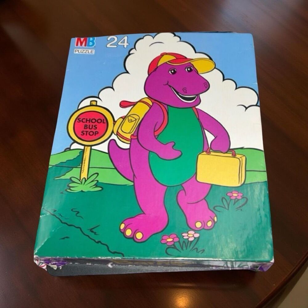 Vintage Milton Bradley 1993 Hasbro Barney 24 Large Piece Puzzle COMPLETE